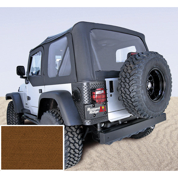 Soft Top, Door Skins, Dark Tan, Clear Windows by Rugged Ridge ('97-02 Jeep Wrangler TJ)