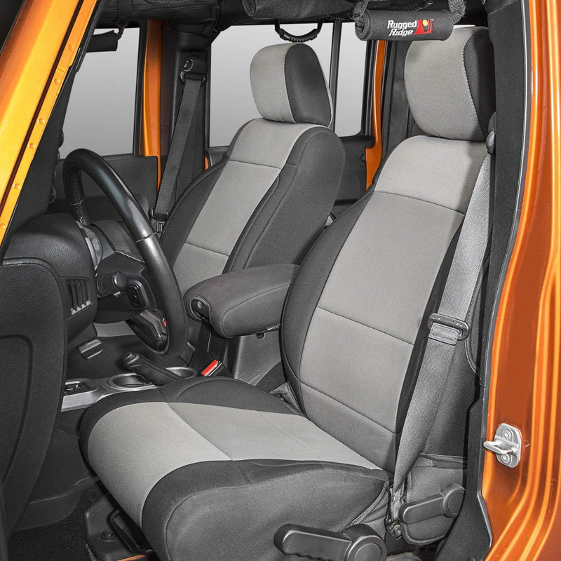 Neoprene Seat Cover Kit, Black / Grey by Rugged Ridge ('11-'18 Jeep Wrangler JK 2-Door)
