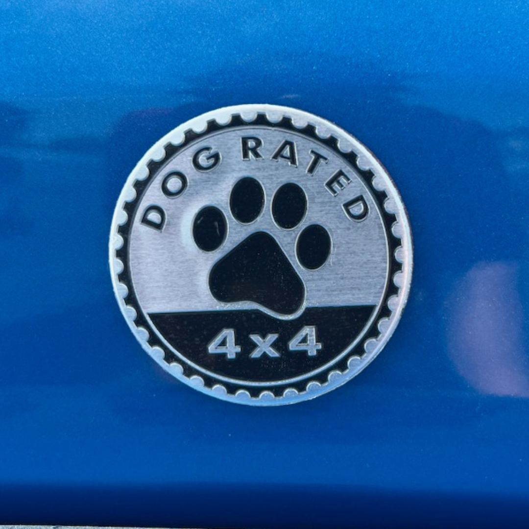 thumbnail image 2 of Dogs Badge Rated Car Emblem - 4x4 Metal Automotive Decal For Jeep Wrangler & SUVs 2 of 12