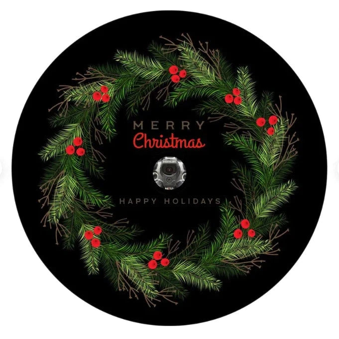 Merry Christmas Wreath Spare Tire Cover