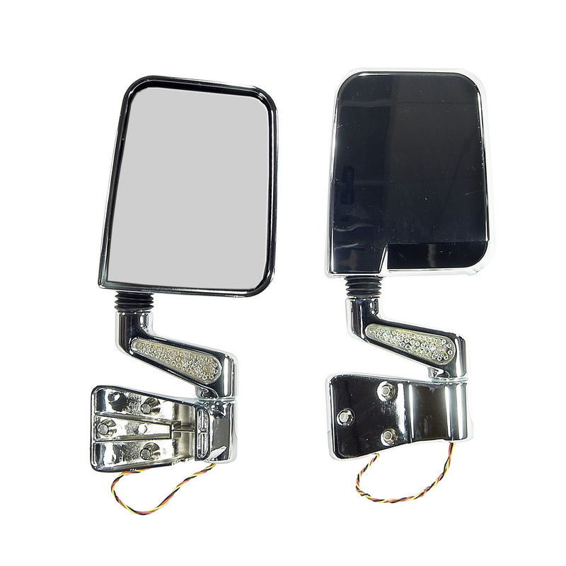 Door Mirror Kit, LED Turn Signals, Chrome by Rugged Ridge ('87-'02 Jeep Wrangler YJ, TJ)