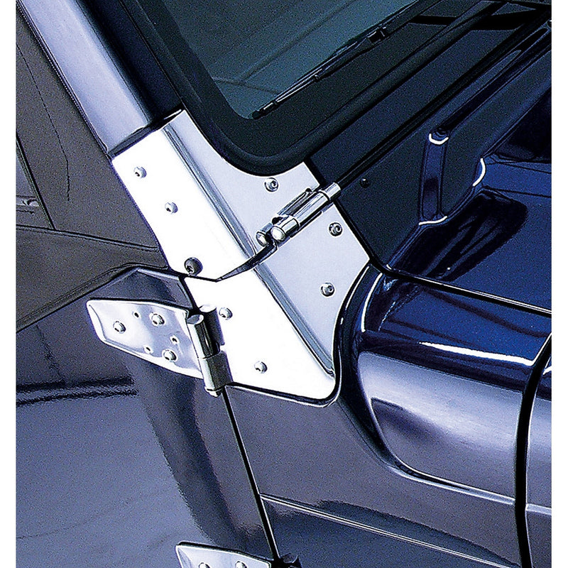 Windshield Hinges, Stainless Steel by Rugged Ridge ('97-'06 Jeep Wrangler TJ)
