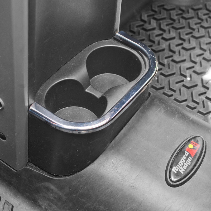 Rear Cup Holder Accent, Chrome by Rugged Ridge ('07-'10 Wrangler JK)