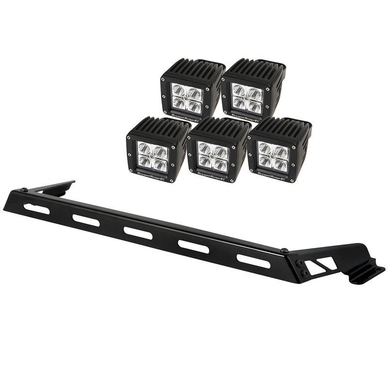 Hood Light Bar Kit, 5 Cube LED Lights by Rugged Ridge ('07-'18 Jeep Wrangler JK)