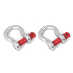 D-Ring Shackles, 7/8-Inch, Silver With Red Pin, Steel, Pair by Rugged Ridge (Universal) - Jeep World