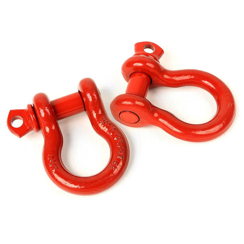 D-Ring Shackles, 3/4-Inch, Red, Steel, Pair by Rugged Ridge (Universal) - Jeep World