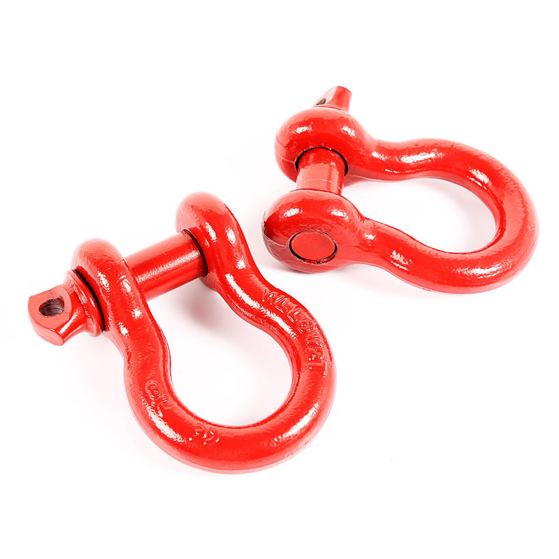 D-Ring Shackles, 7/8-Inch, Red, Steel, Pair by Rugged Ridge (Universal) - Jeep World