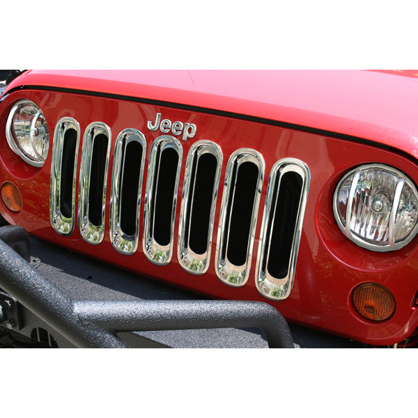 Grille Inserts, Chrome by Rugged Ridge ('07-'18 Jeep Wrangler JK)