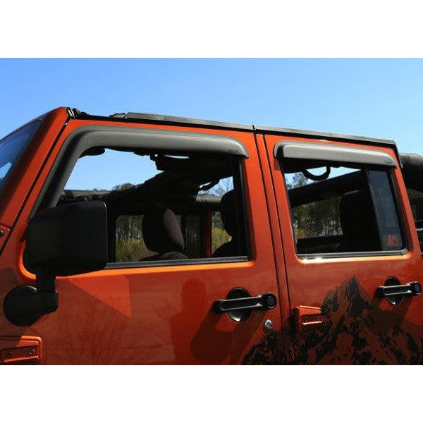 Window Visors, Matte Black, 4-Door by Rugged Ridge ('07-'18 Jeep Wrangler JK)