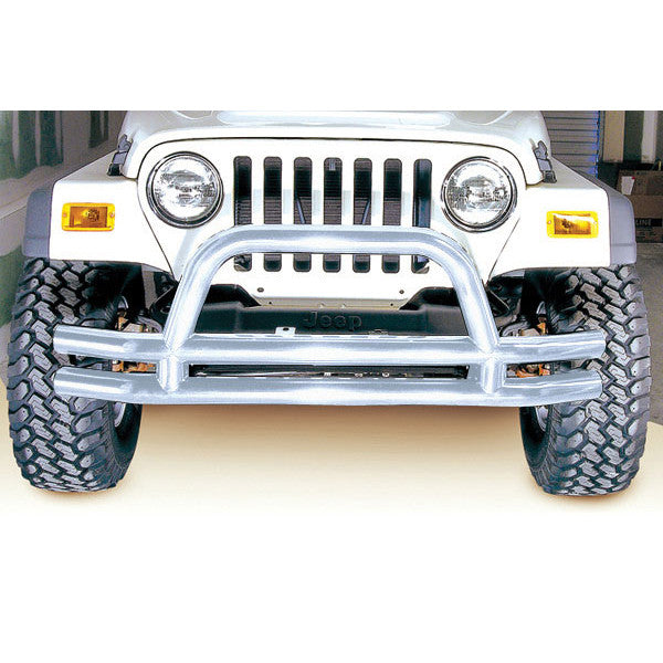 Double Tube Front Bumper, 3 Inch, Stainless Steel by Rugged Ridge ('76-'06 Jeep Wrangler CJ, YJ, TJ)