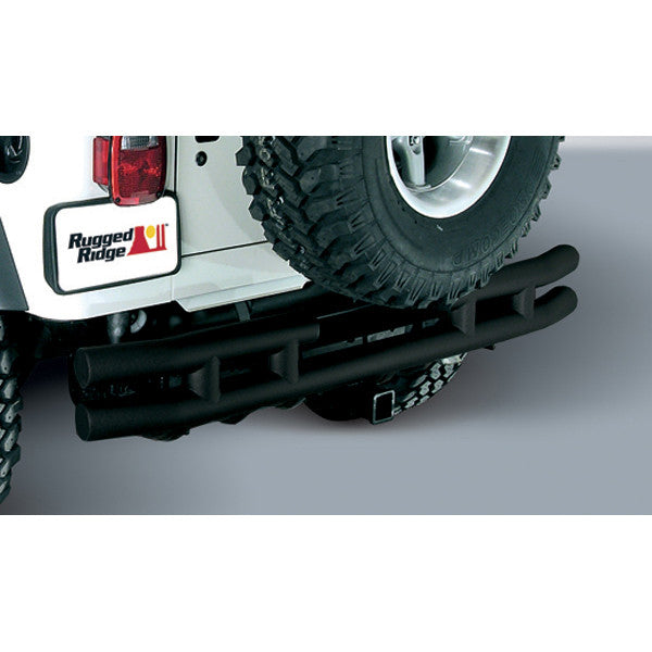 Double Tube Rear Bumper with Hitch, 3 Inch by Rugged Ridge ('55-'86 Jeep CJ Models)