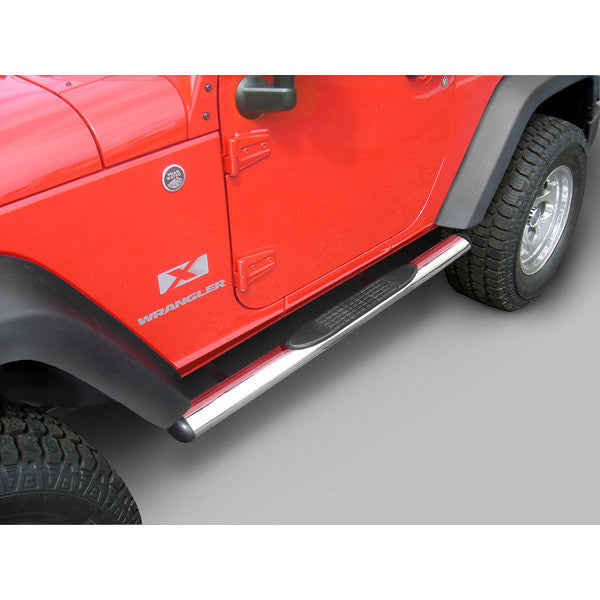 4 1/4 Inch Oval Side Steps, Stainless Steel by Rugged Ridge ('07-'18 Wrangler JK) - Jeep World