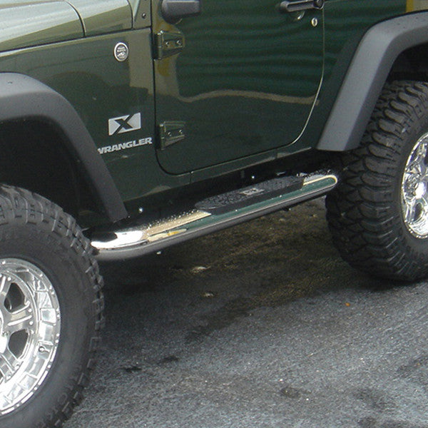 4 Inch Round Side Steps, Stainless Steel by Rugged Ridge ('07-'18 Wrangler JK) - Jeep World