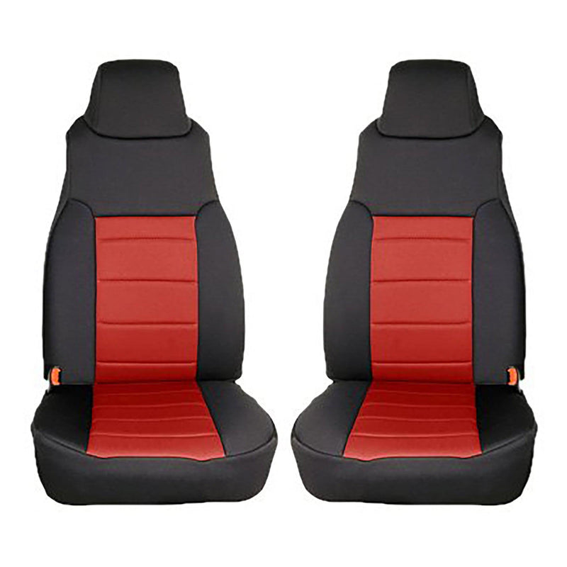 Neoprene Front Seat Covers, Red by Rugged Ridge ('97-02 Jeep Wrangler TJ)