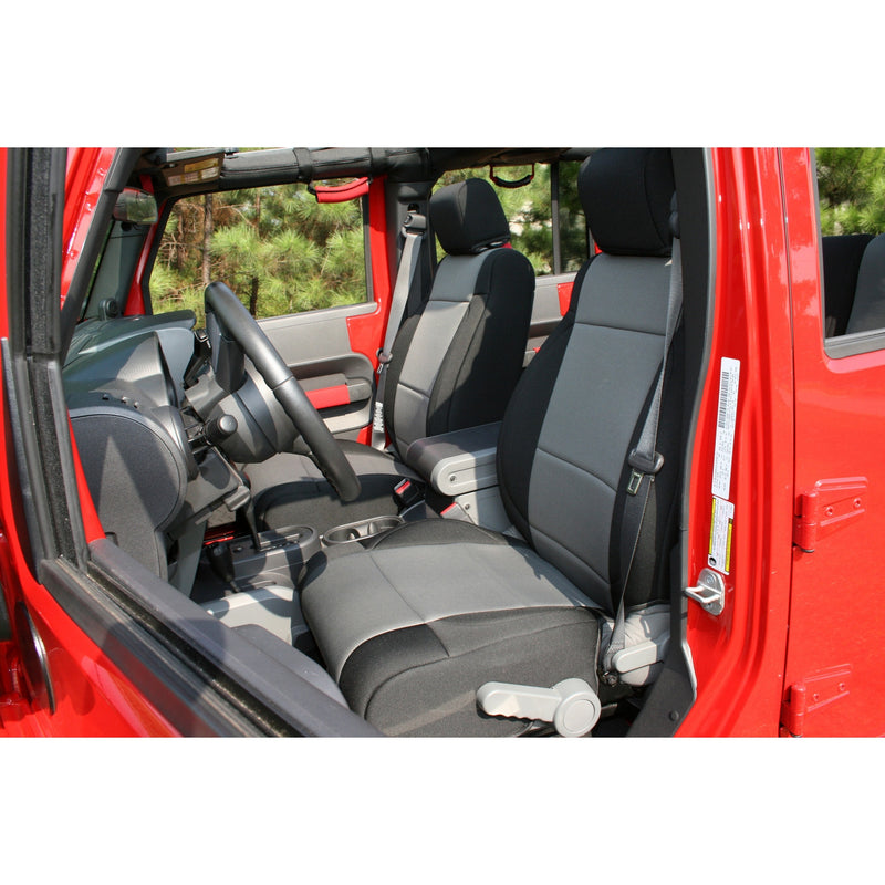 Neoprene Front Seat Covers, Black/Gray by Rugged Ridge ('07-'10 Jeep Wrangler JK)