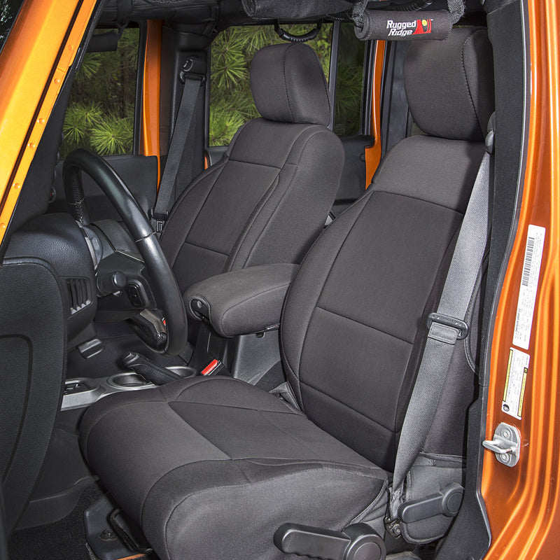 Neoprene Front Seat Covers, Black by Rugged Ridge ('11-'18 Jeep Wrangler JK)