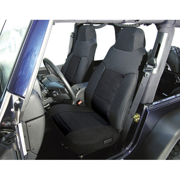 Fabric Front Seat Covers, Black by Rugged Ridge ('76-'90 Jeep Wrangler CJ, YJ)