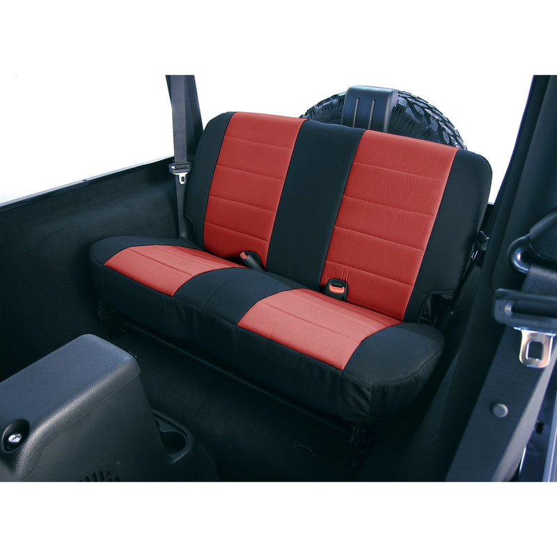Neoprene Rear Seat Covers, Red by Rugged Ridge ('97-02 Jeep Wrangler TJ)