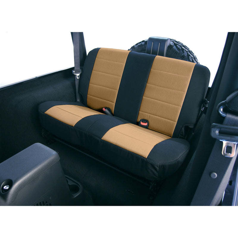Neoprene Rear Seat Covers, Tan by Rugged Ridge ('03-'06 Jeep Wrangler TJ)