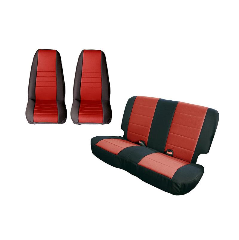 Seat Cover Kit, Black/Red by Rugged Ridge ('80-'90 CJ/Wrangler YJ)