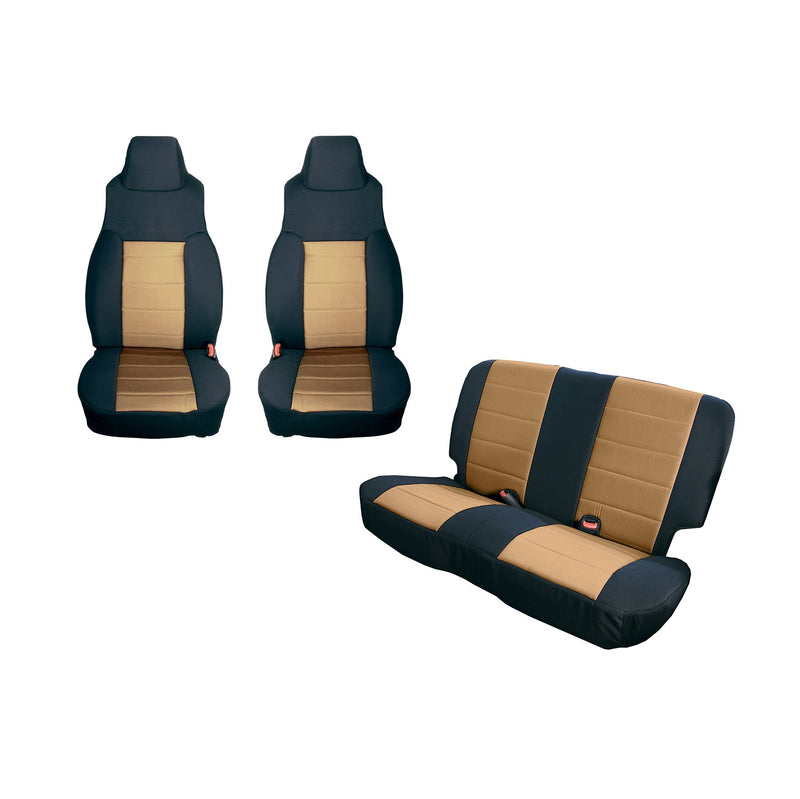 Seat Cover Kit, Black/Tan by Rugged Ridge ('91-'95 Wrangler YJ)