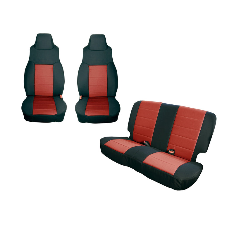 Seat Cover Kit, Black/Red by Rugged Ridge ('97-'02 Wrangler TJ)