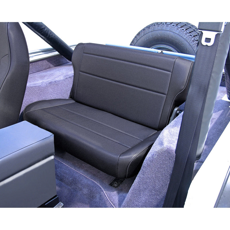 Fold and Tumble Rear Seat, Black Denim by Rugged Ridge ('76-'95 Jeep Wrangler CJ, YJ) - Jeep World