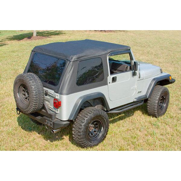 XHD Soft Top, Black Diamond, Bowless, Includes Door Surrounds by Rugged Ridge ('97-'06 Jeep Wrangler TJ)