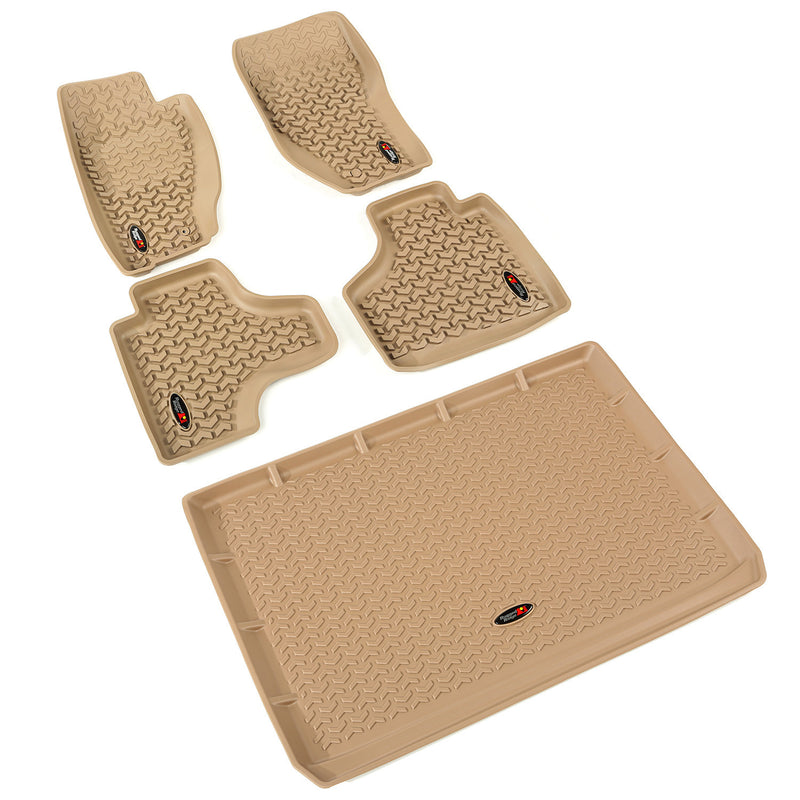 Floor Liners, Tan, Front/Rear/Cargo by Rugged Ridge ('08-'13 Jeep Liberty KK) - Jeep World