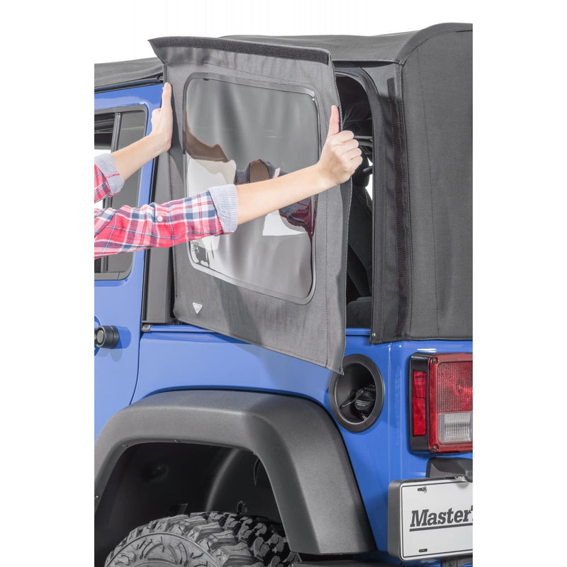 Factory Soft Top Replacement Drivers' Side Window, Black, by Mastertop ('07 - '18 Wrangler JK)