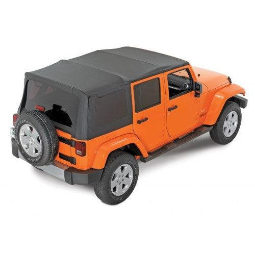 Complete Cable Style Sunrider Soft Top with Spring Lift Assist in Black Diamond for 07-18 Jeep Wrangler Unlimited JK 4 Door by Mopar