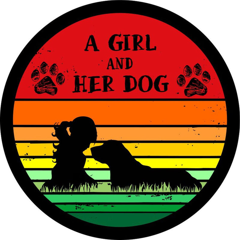A Girl And Her Dog - Colorful