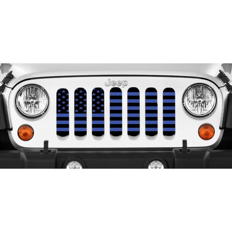 Platinum Black and Blue American Flag Jeep Grille Insert