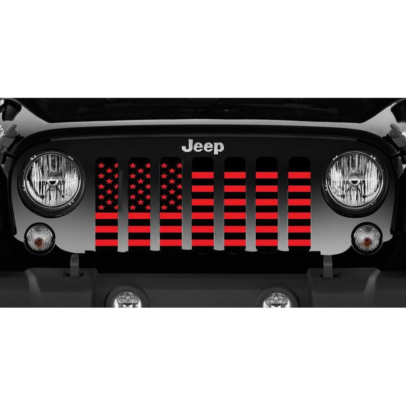 Platinum Black and Red American Flag Jeep Grille Insert