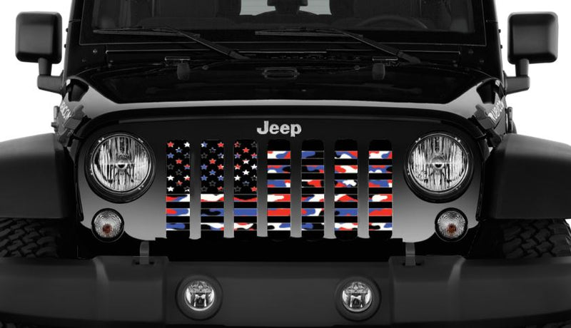 American Patriotic Camo Flag Jeep Grille Insert