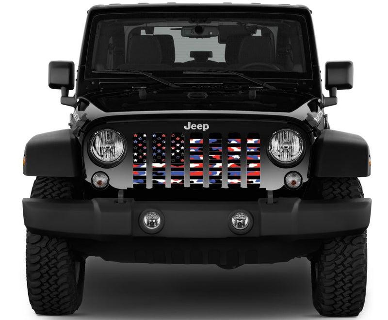 American Patriotic Camo Flag Jeep Grille Insert