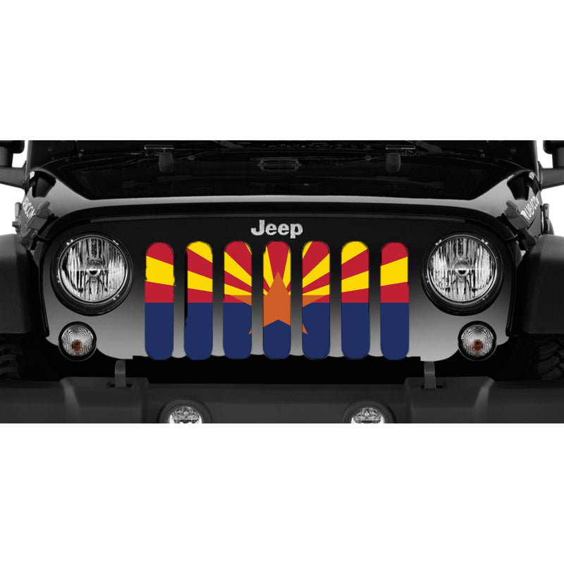 "Arizona State Flag" Grille Insert by Dirty Acres ('76 - '18 Wrangler CJ, YJ, TJ, JK, JKU) - Jeep World