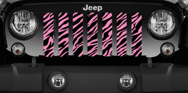 Baby Pink Zebra Print Jeep Grille Insert