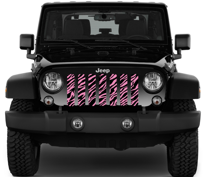 Baby Pink Zebra Print Jeep Grille Insert