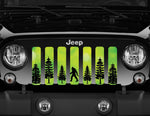 Platinum Bigfoot - Bright Green Background Jeep Grille Insert