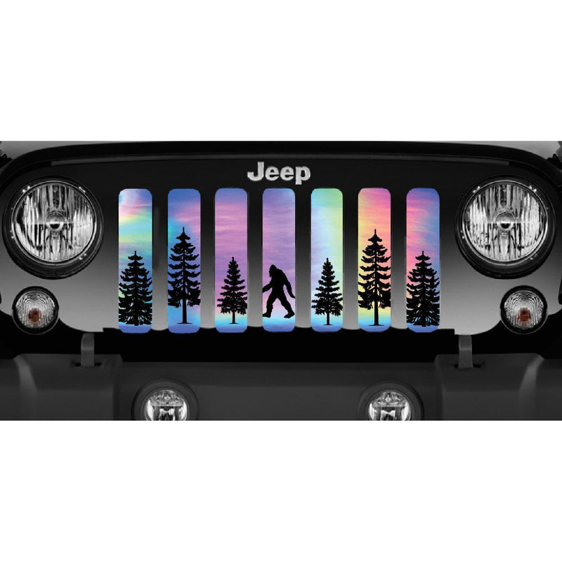 Platinum Bigfoot - Rainbow Chrome Background Jeep Grille Insert