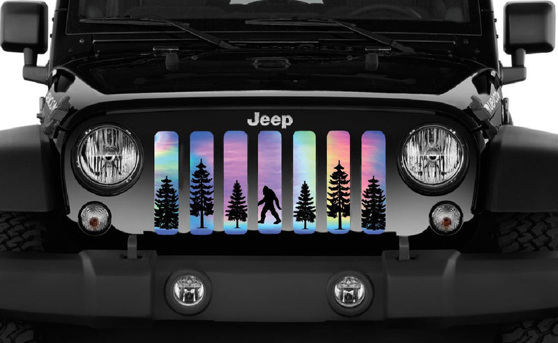 Bigfoot - Rainbow Chrome Background Jeep Grille Insert