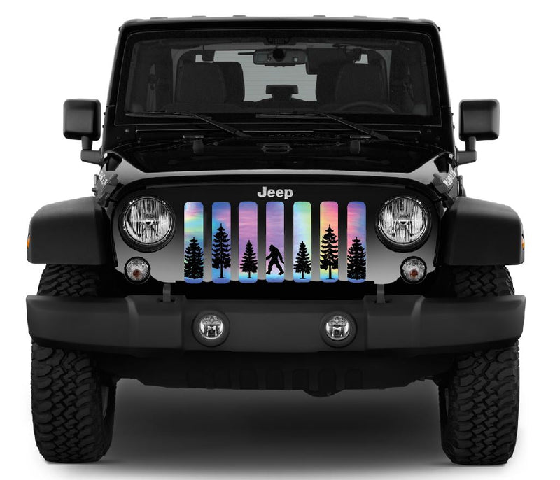 Bigfoot - Rainbow Chrome Background Jeep Grille Insert