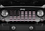 Black and Baby Pink American Flag Jeep Grille Insert