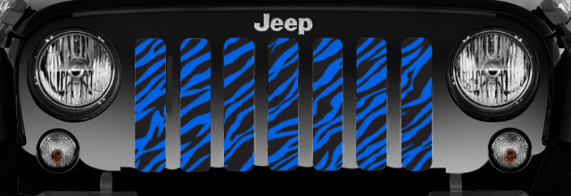 Platinum Blue Zebra Print Jeep Grille Insert