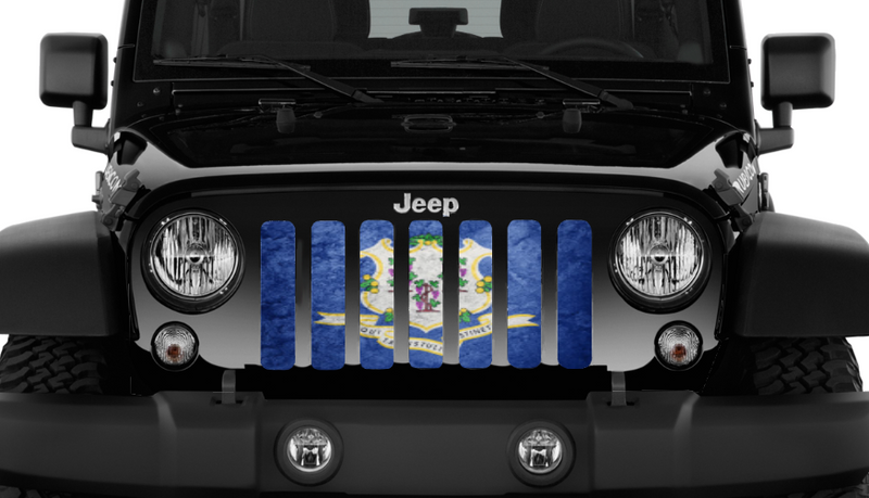 Connecticut Grunge State Flag Jeep Grille Insert