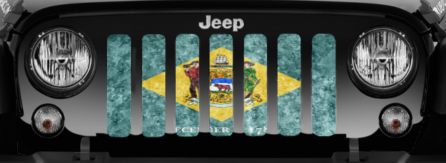 Delaware Grunge State Flag Jeep Grille Insert