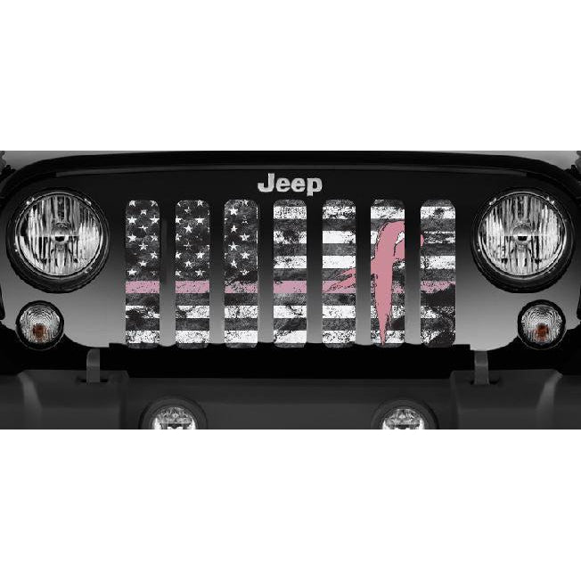 Dirty Grace Tactical Pink Ribbon Jeep Grille Insert