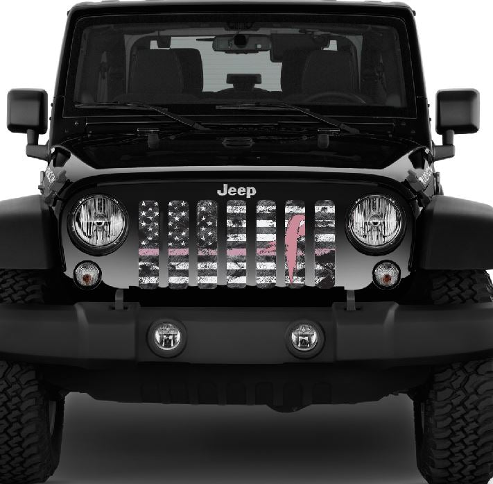 Dirty Grace Tactical Pink Ribbon Jeep Grille Insert
