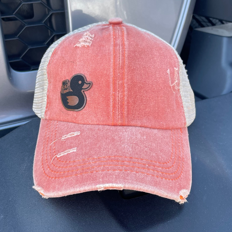 Women's Ponytail Jeep Duck "Leather Patch" Hats